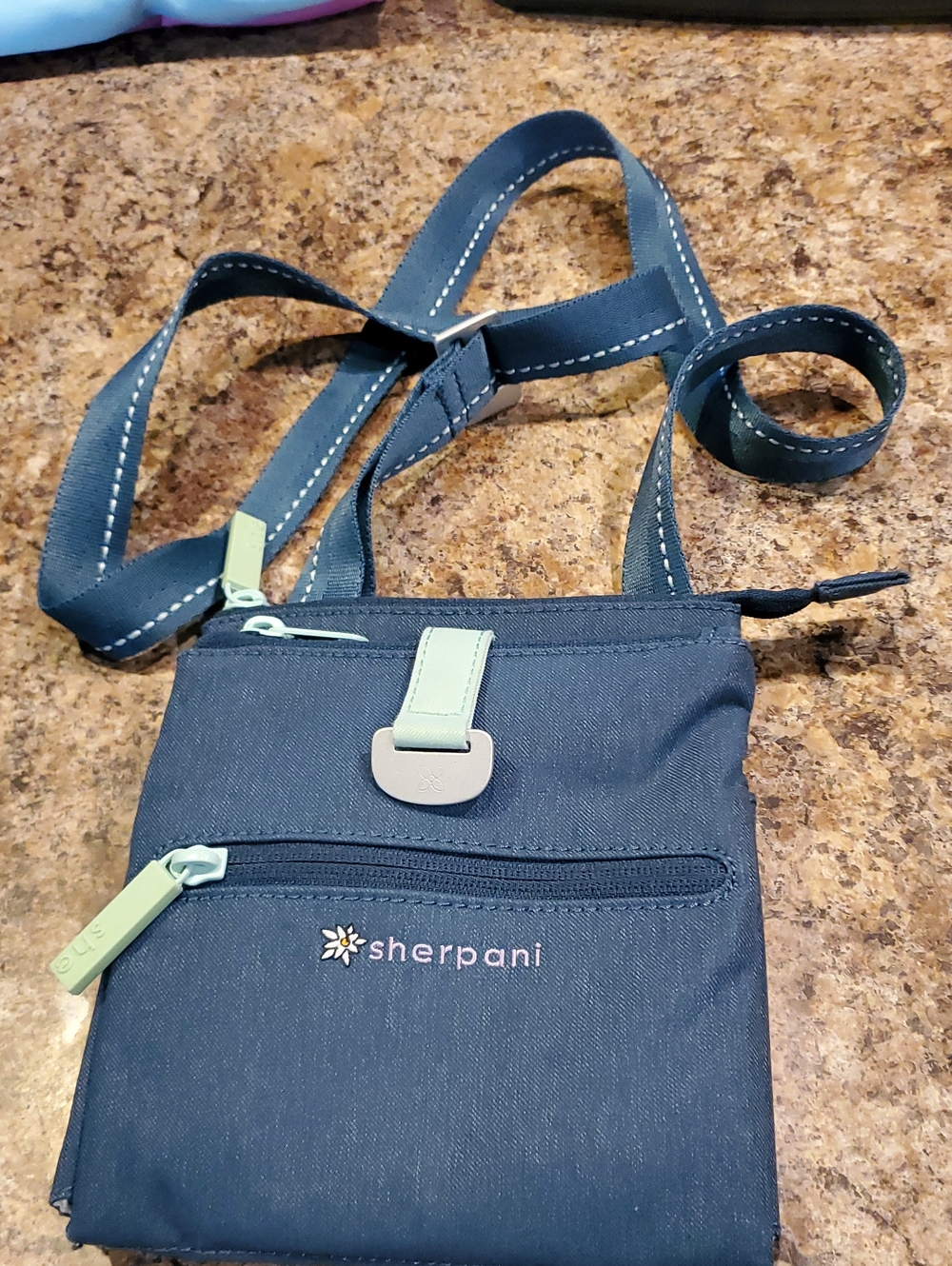 Sherpani Navy Crossbody with Mint Accents